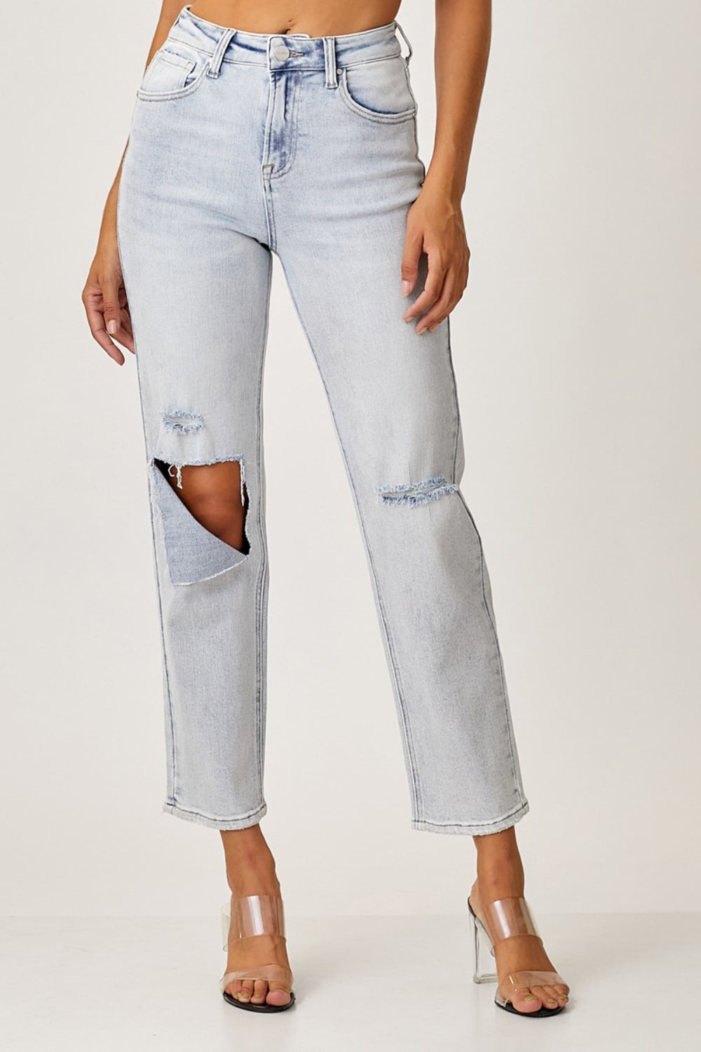 RISEN High Rise Distressed Relaxed Jeans