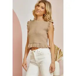 Mocha Ruffle Top