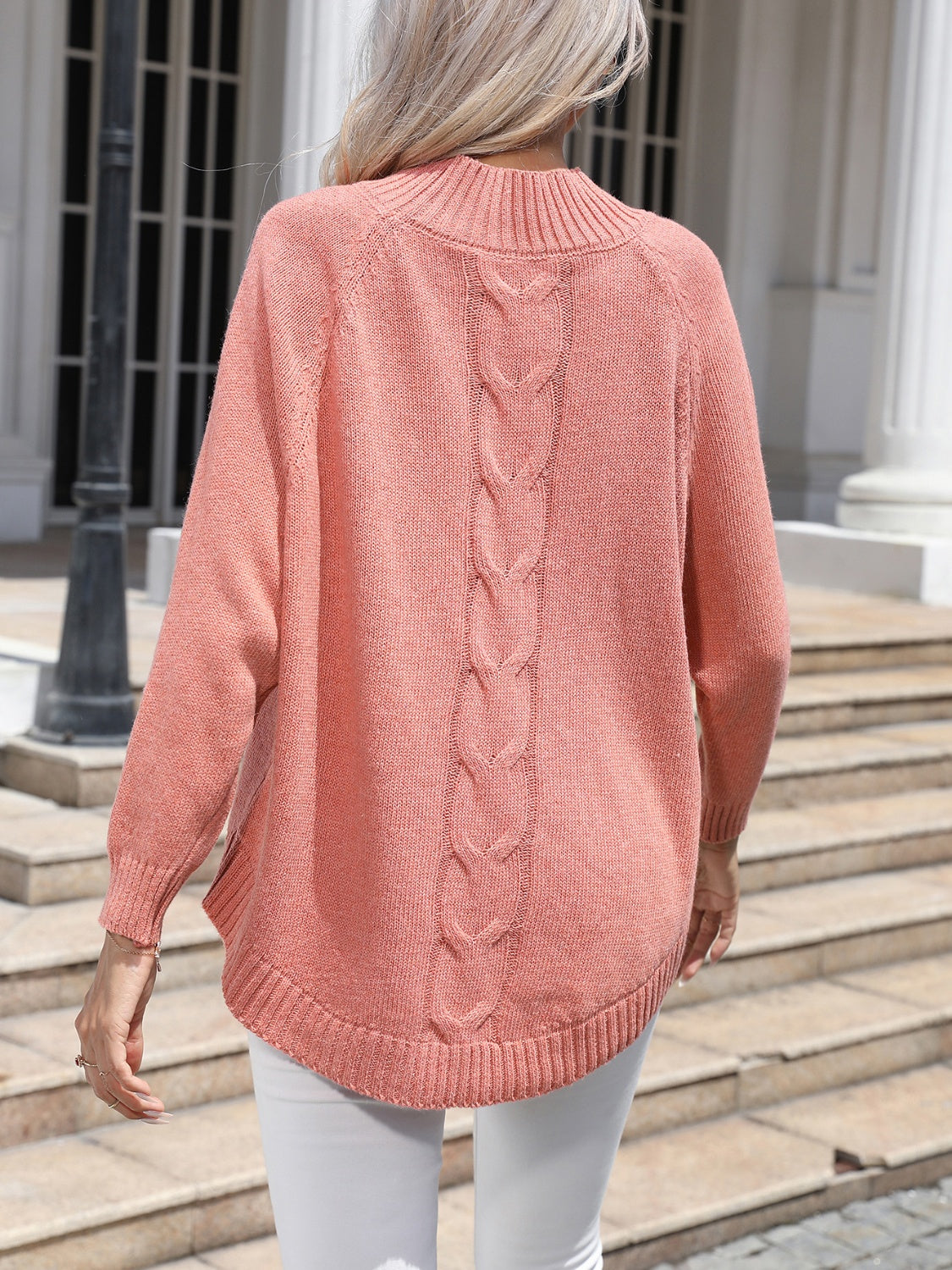 Cable-Knit Mock Neck Sweater