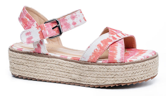 Corkys Pilot Sandals in Pink Tie Dye